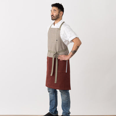 Cross-Back Women, Men, Chef Baker Apron, Maroon Red, Burgundy, Modern and Cool, Tan, Comfortable for Neck and Shoulders Quality and Affordable, Stylish