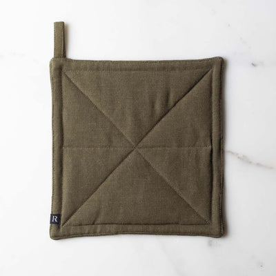 Modern Pot Holder, Quilted, Simple, Olive, Green Reluctant Trading  Cotton Canvas