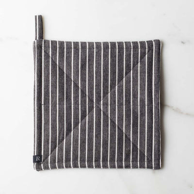 Modern Pot Holder, Quilted, Simple, Railroad Stripe, Reluctant Trading Cotton Canvas