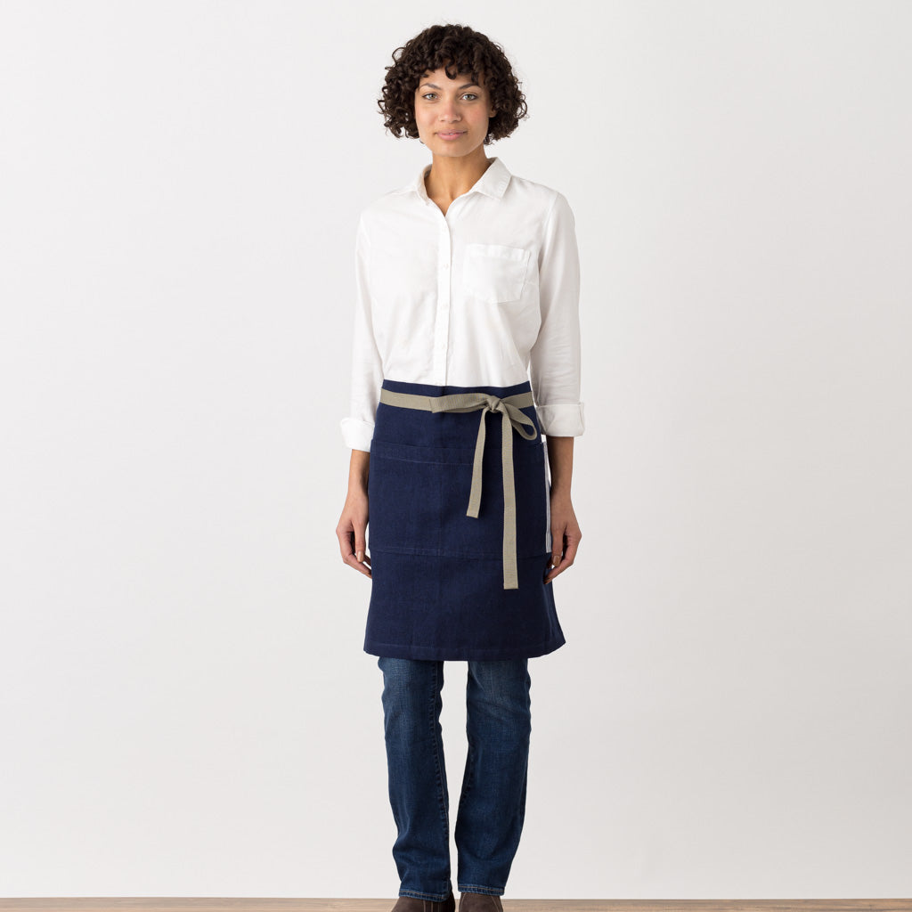 Bistro Half Apron Navy Blue Canvas Server, Waitress, Waist Apron