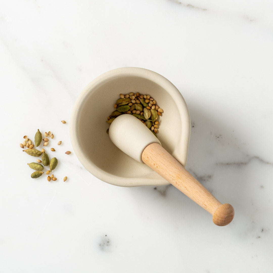 Milton Brook Unglazed Mortar & Pestle, 6-inch – Porcelain Herb & Spice Grinder