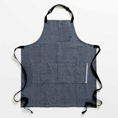 Chef 's Apron, Blue Denim with Black Straps, Men or Women-The Reluctant Trading Experiment