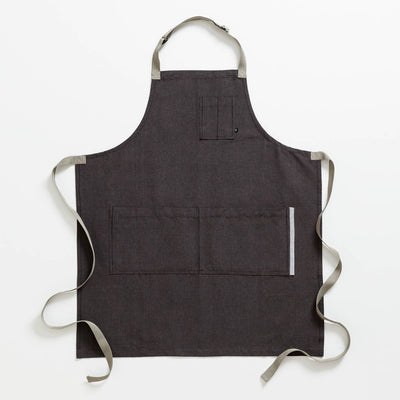 Chef's Apron, Charcoal Black with Tan Straps, Men or Women-Reluctant Trading Experiment