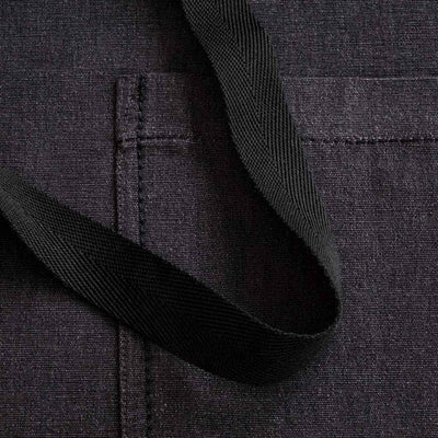 Chef's Apron, Charcoal Black with Black Straps, Men or Women-Reluctant Trading, detail shot