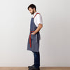 Cross-Back Chef Apron, Blue Denim with Red Straps, Men and Women-[Reluctant Trading Experiment]-