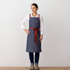 Cross-Back Chef Apron, Blue Denim with Red Straps, Men and Women-[Reluctant Trading Experiment]-