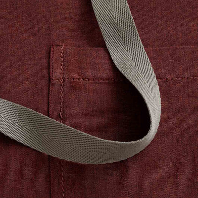 Cross-Back Chef Apron, Maroon with Tan Straps, Men and Women-[Reluctant Trading Experiment]-Tall Cross-Back - 37”L x 30”W