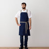 Cross-Back Chef Apron, Navy with Tan Straps, Men and Women-[Reluctant Trading Experiment]-Standard Cross-Back - 34”L x 30”W