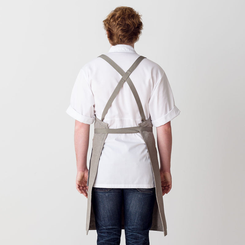Cross-Back Chef Apron, Tan with Tan Straps, Men and Women-[Reluctant Trading Experiment]-Standard Cross-Back - 34”L x 30”W