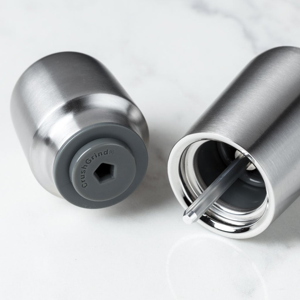 Set of Two Stainless Steel Salt and Pepper Grinders