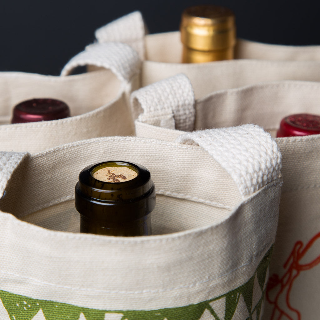 6 Bottle Canvas Wine Bags - Reusable Cotton Wine Totes